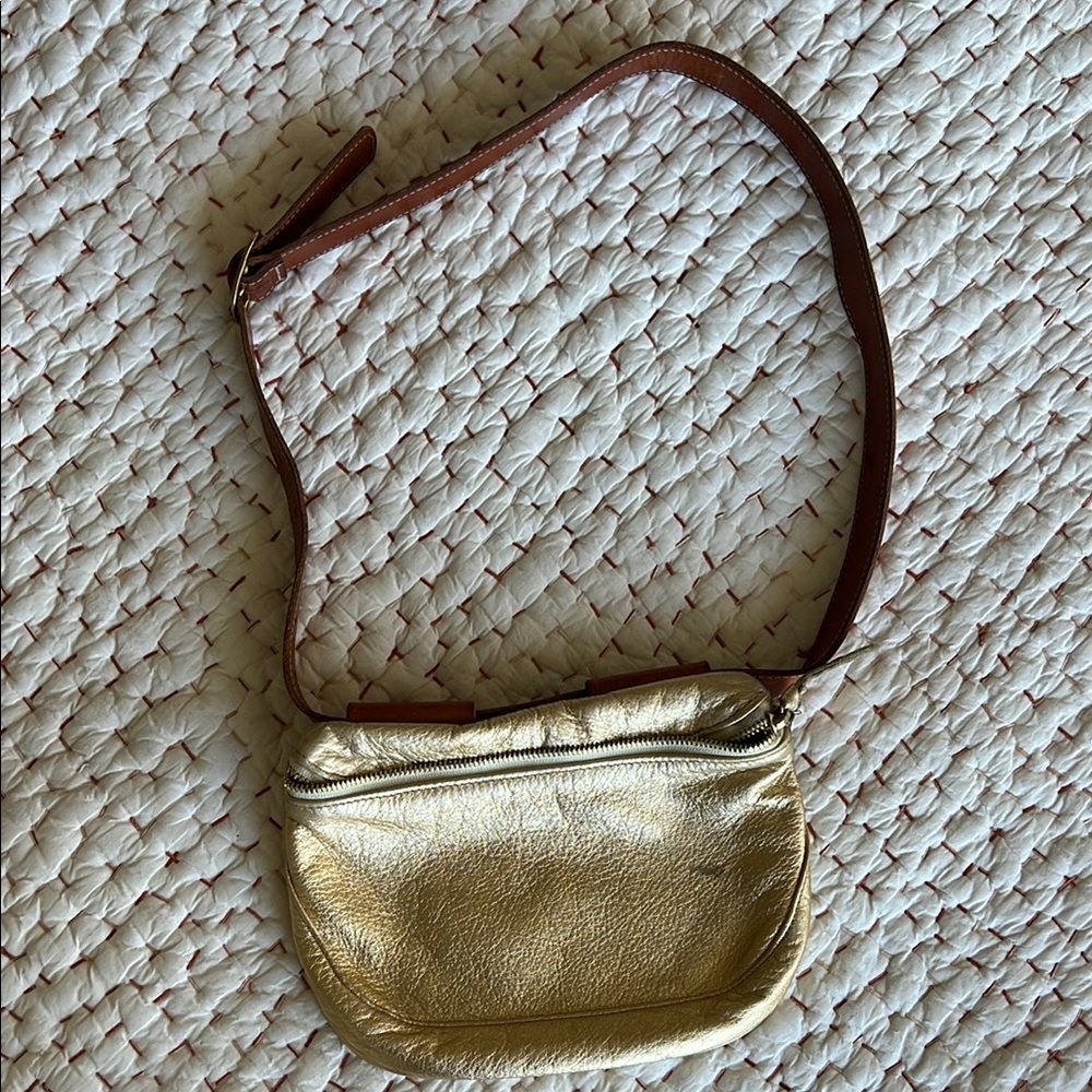 Clare V Gold Crossbody Bag with Adjustable Strap